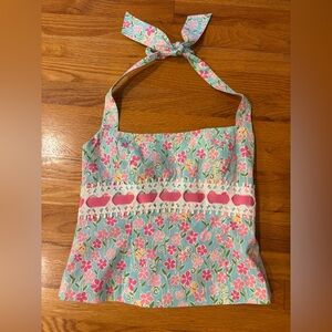 Lilly Pulitzer Alyia Halter Ribbon Top Size 6